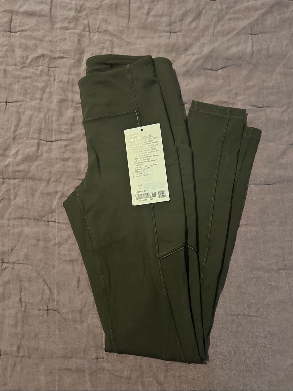 NEW! Lululemon Speed Olive Green Leggings with Side Pocket